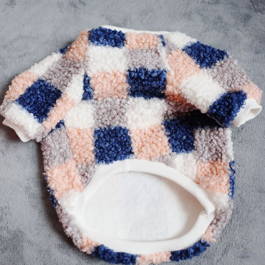 Pet New Winter Thickened Warm Clothes Double Woolen Plaid Teddy Velvet Schnauzer Clothes