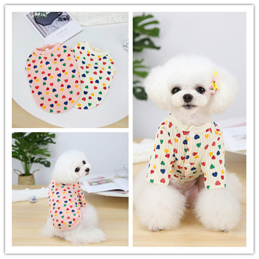 Pet Two-legged Clothes Color Love Bottoming Shirt