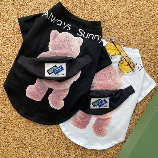 Pet Clothes Backpack Bear And Dog Thin Breathable T-shirt