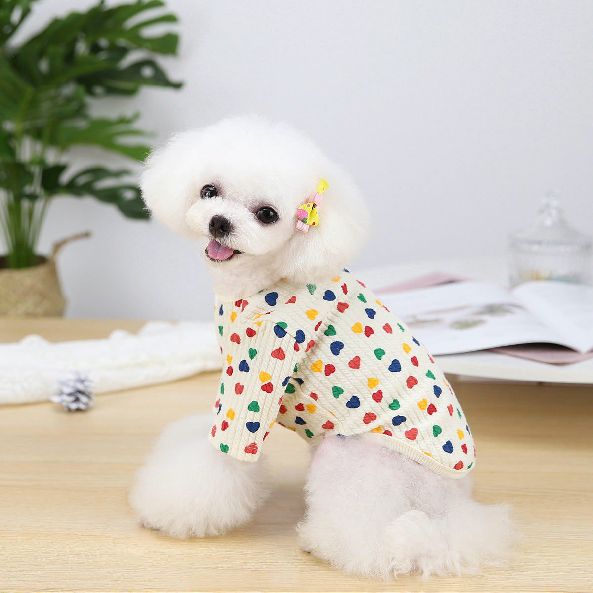 Pet Two-legged Clothes Color Love Bottoming Shirt