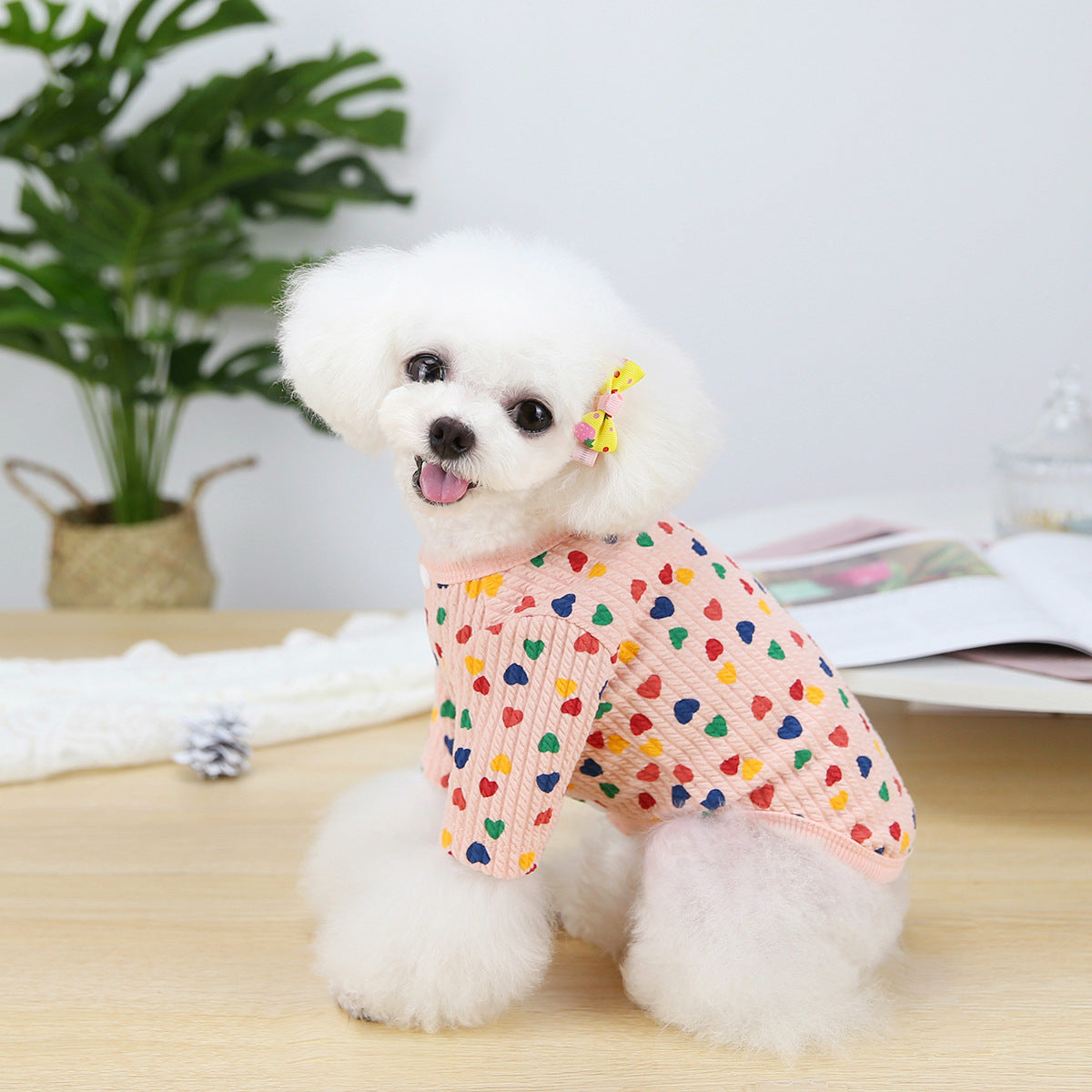 Pet Two-legged Clothes Color Love Bottoming Shirt